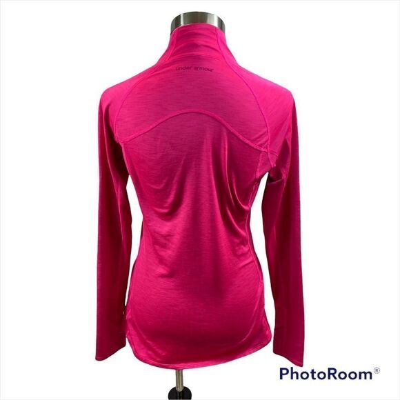 Ladies Under Armour Bright Pink Cold Gear Fitted 1/4 Zip Jacket Size Medium - Picture 5 of 13